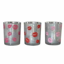 Valentijn tip: Love You Lips waxinelicht houder zilver 10cm x 12,5cm
