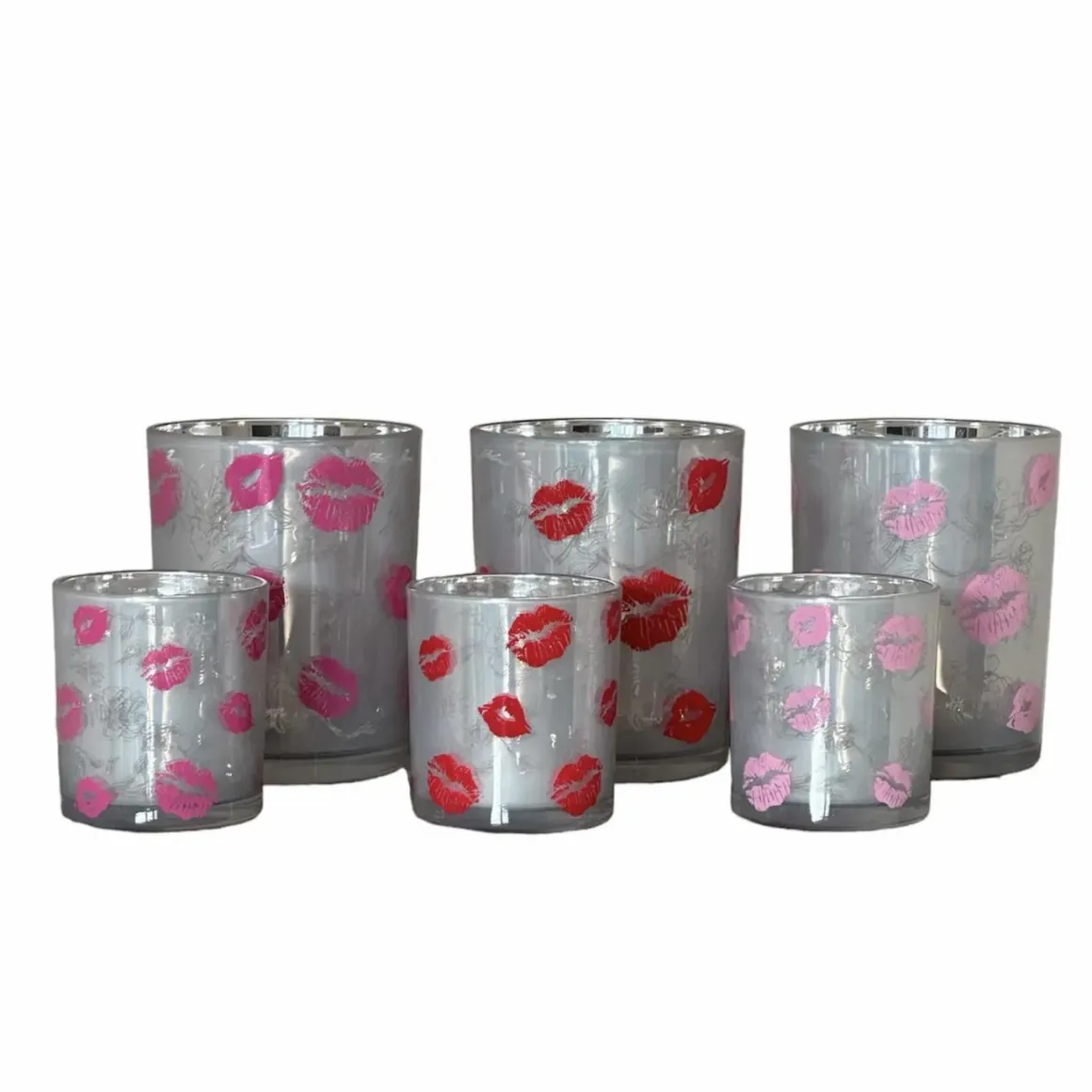 Valentijn tip: Love You Lips waxinelicht houder zilver 10cm x 12,5cm