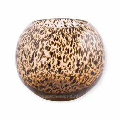 Vase the world | Vaas Windlicht Zambezi m taupe panter Ø25 x H20,5 cm