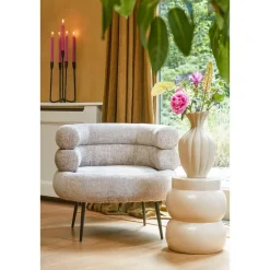 Vendi Bijzettafel – H40 x Ø35 cm – Keramiek – Crème