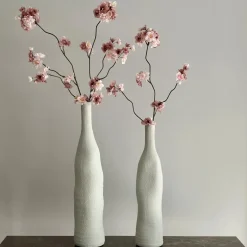 Vensterbank decoratie set japandi beige + bloesemtakken roze