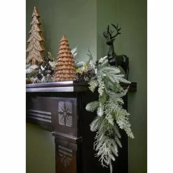 Vesper Guirlande met Dennenappels – L180 x B15 x H10 cm – Groen, Zwart