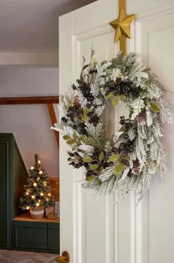 Vesper Kerstkrans met Dennenappels – H13 x Ø50 cm – Zwart