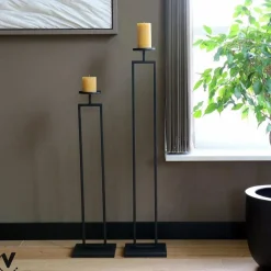 Vloerkandelaar zwart set van 2