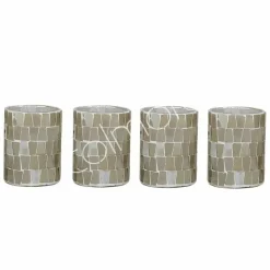 Waxinelichthouder beige naturel colmore 7x7x10cm