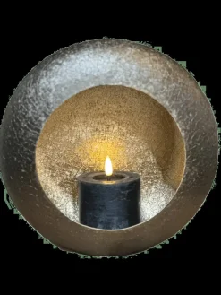 Windlicht goud brons 25 x 11 cm