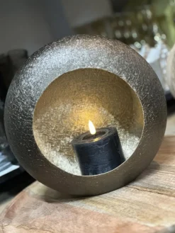 Windlicht goud brons 25 x 11 cm