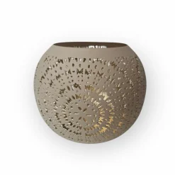 Windlicht waxinelicht houder s taupe goud 10x10x8cm