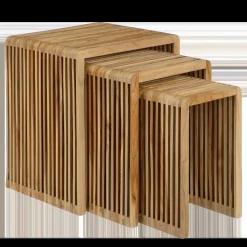 Yonker Bijzettafel – Set van 3 – L44 x B34 x H50 cm – Gerecycled Hout – Bruin