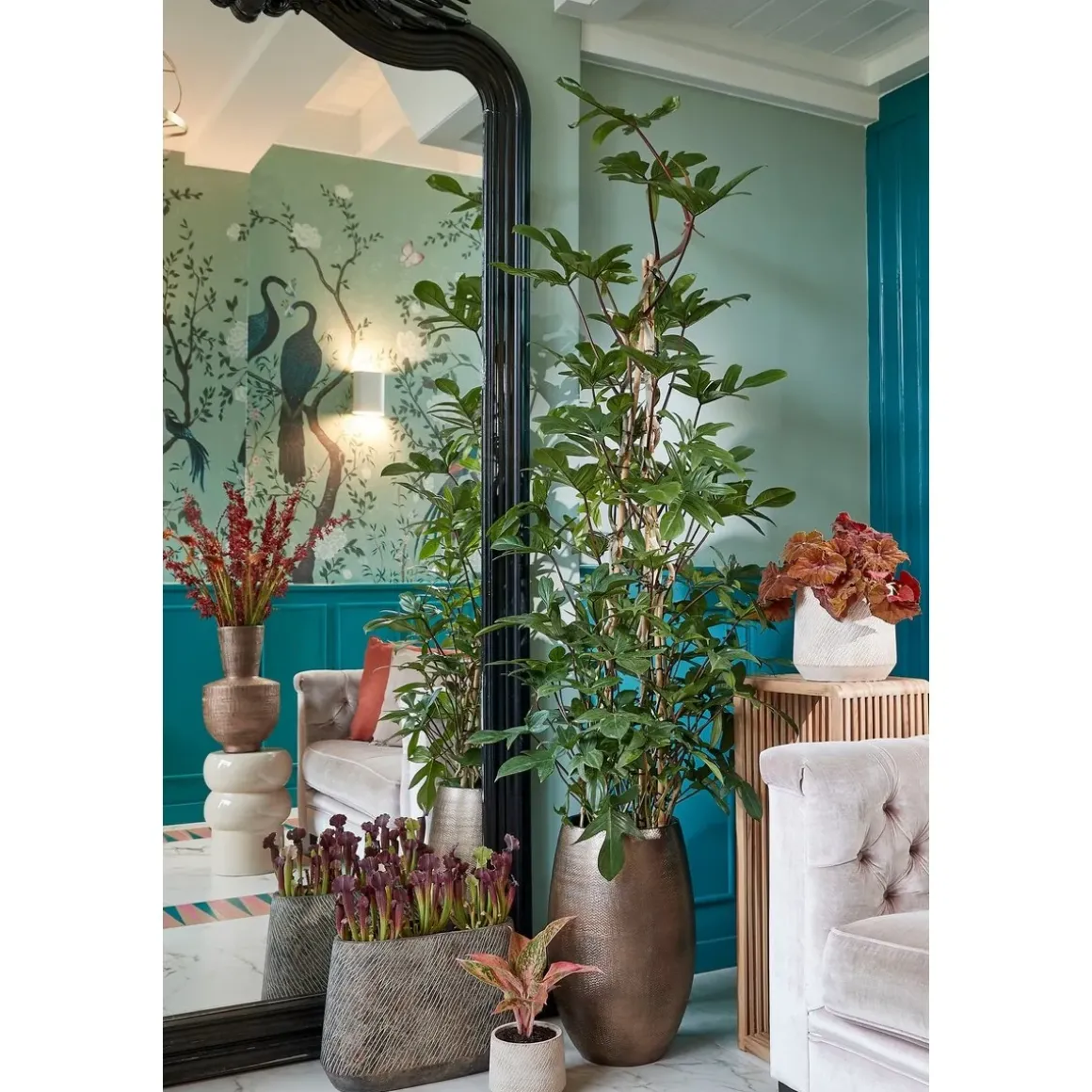 Yonker Plantentafel – Set van 2 – L35 x B25 x H80 cm – Gerecycled Hout – Bruin