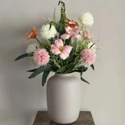 Zijden bloem boeket Lente met of zonder beige vaas