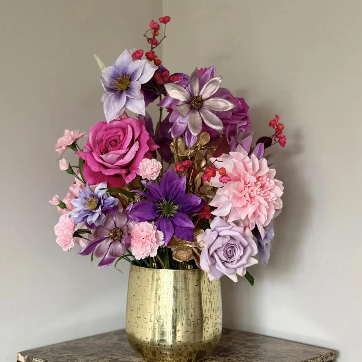 Zijden bloem boeket luxury paradise incl gouden pot