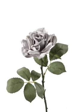 Zijden bloem roos zilver grijs velvet 51 cm