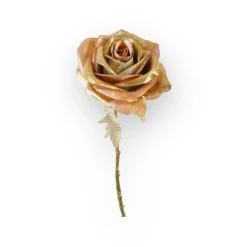 Zijden kunstbloem roos goud klein 56 cm