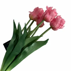 Zijden Tulpen boeket roze parkiet 40 cm