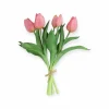 Zijden Tulpen boeket roze Real Touch – 28 cm