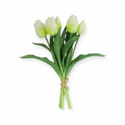 Zijden Tulpen boeket Wit Real Touch – 28 cm