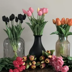 Zijden Tulpen boeket zwart 28 cm